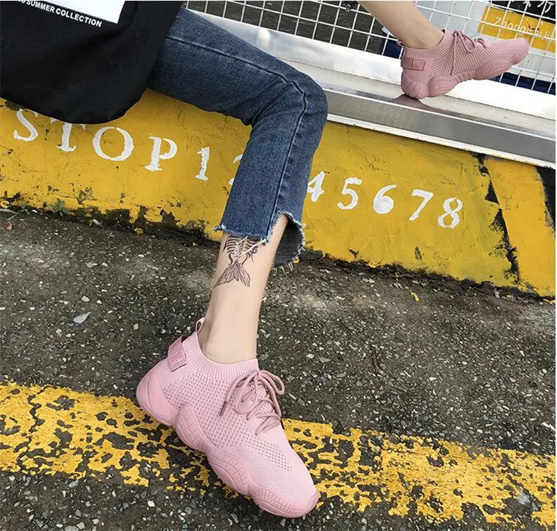 Mujer Zapatos Zapatillas de deporte cordones principiante goma moda malla correas cruzadas redondas plana zapatillas LM-02