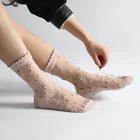 Пикантные летние короткие кружевные носки, эластичные шелковые тонкие сетчатые жаккардовые прозрачные тюлевые сетчатые короткие носки до щиколотки с цветами розы