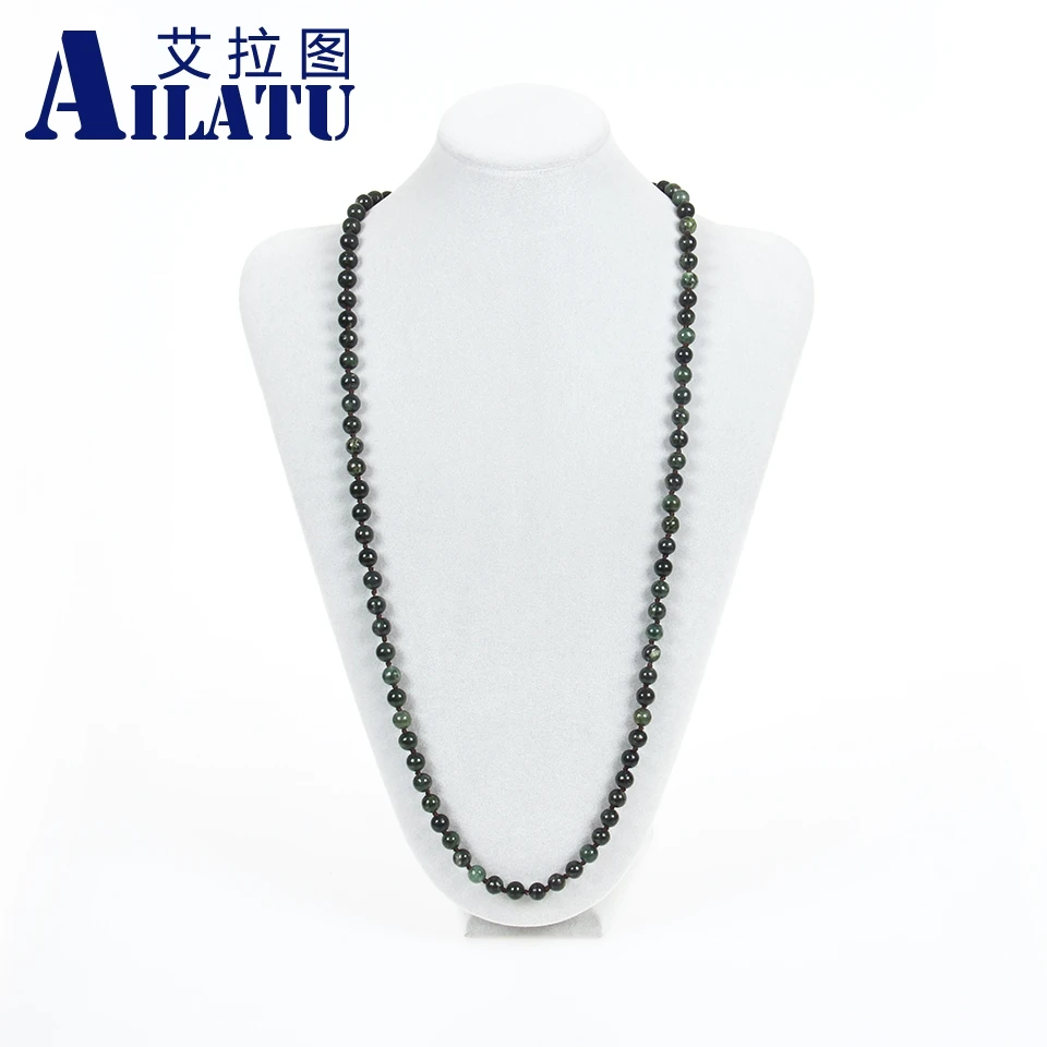 

Бижутерия Ailatu для женщин и женщин, натуральный камень для глаз, 8 мм, зеленый цвет, модное ожерелье, излечение равновесия, молитва для мужчин