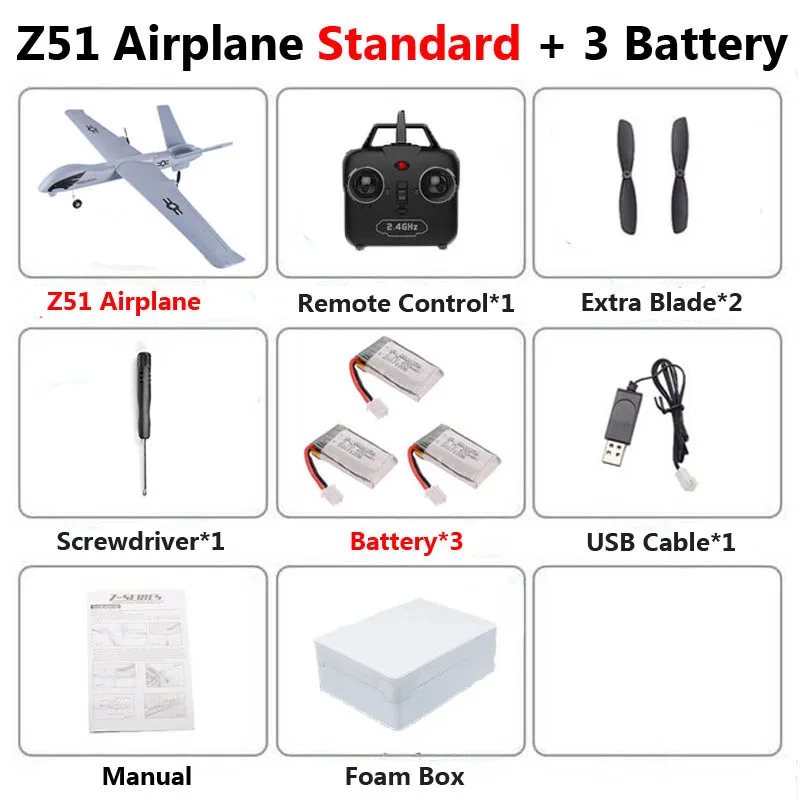 Z51 3B Foam Z51 2,4 ГГц RC самолет с светодиодный воздушное судно в EPP Поролоновый бросок размах крыльев самолет-планер 20 минут Fligt время RTF детские игрушки - Цвет: Z51 3B Foam