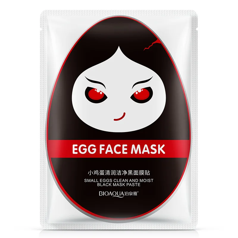 egg black BIOAQUA 1 шт. яичная черная маска для лица Уход за кожей лица увлажняющая отбеливающая маска для контроля за маслом уголь помогает сохранить кожу чистой - Цвет: egg black