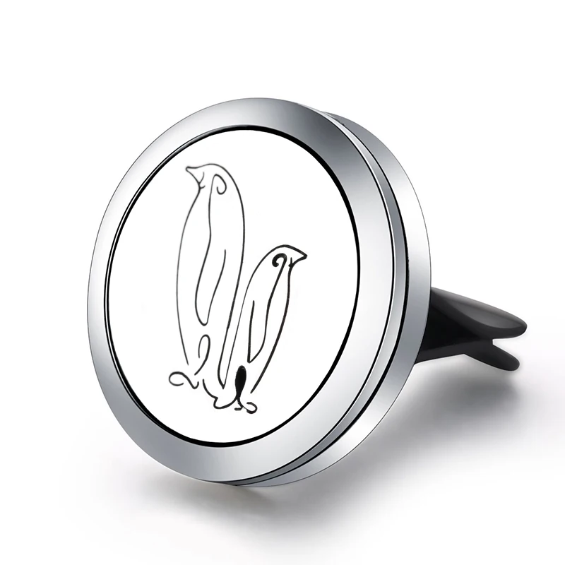 

Penguin Pattern Car Aroma Air Freshener Clip Stainless Steel Essential Oil Diffuser Perfume Lockets Pendant Aromatherapy Jewelry