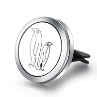 penguin pattern car aroma air freshener clip stainless steel essential oil diffuser perfume lockets pendant aromatherapy jewelry