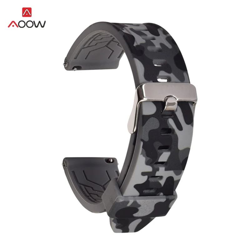 grey AOOW силиконовый ремешок для наручных часов samsung Шестерни S2 S3 Huami Amazfit камуфляж резиновая заменить браслетный ремешок для часов быстродействующий контакт - Цвет ремешка: grey