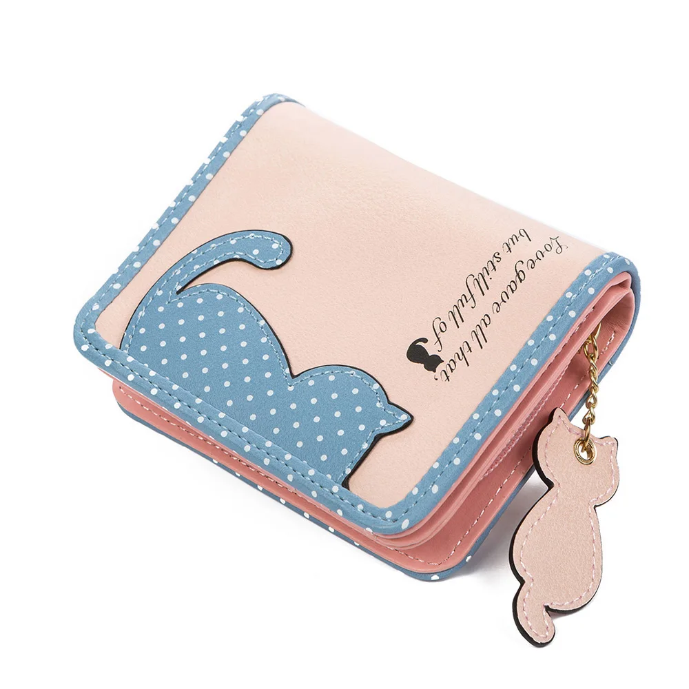 

Winmax Fashion Women Hand Wallet Cute 3D Cat Pendant Ladies Purses Female Beautiful Short Clutch Coin Purse Card Holder Mini Bag