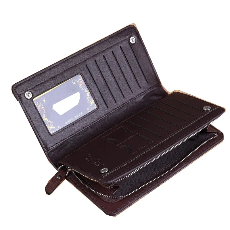 Мужской кошелек на молнии из искусственной кожи с отделением для карт|men clutch bags|long