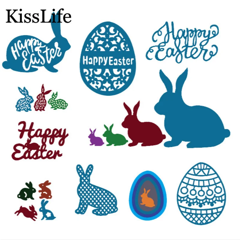 2019 набор металлических вырубных штампов в стиле Счастливой Пасхи кролик