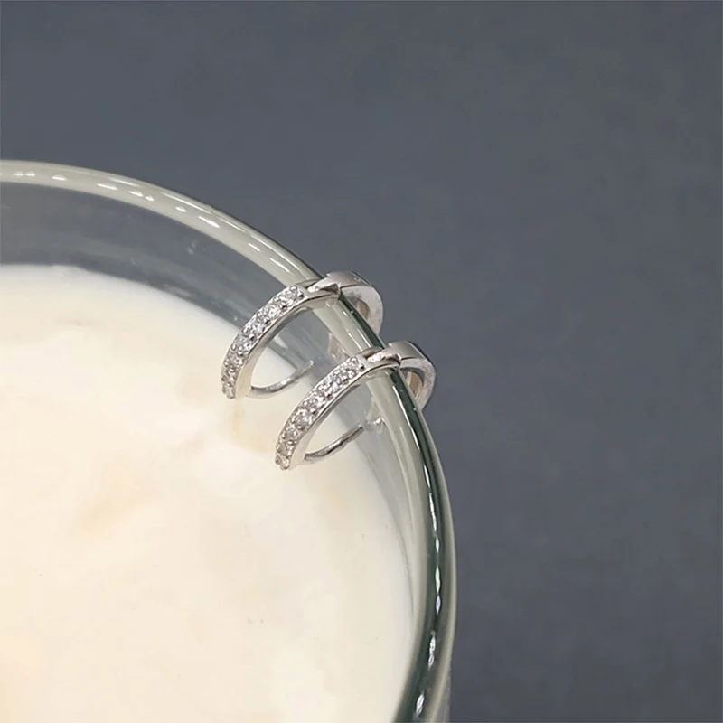 White Zircon F.I.N.S 925 Серебряные Круглые серьги Циркон маленькие серьги-кольца для женщин чешские серьги-петли стерлингового серебра 925 ювелирные изделия - Окраска металла: White Zircon