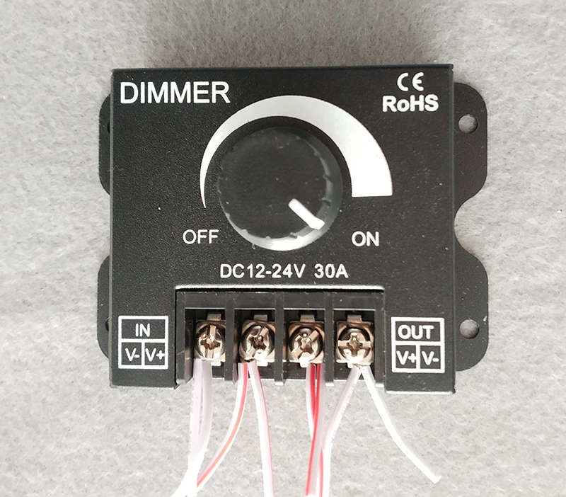 Затемненный светодиодный модуль постоянного тока 12V 24V 30A 360 Вт Регулировка Яркость Светодиодные ленты Драйвер один Цвет светильник Питание контроллер 2835 диммеры