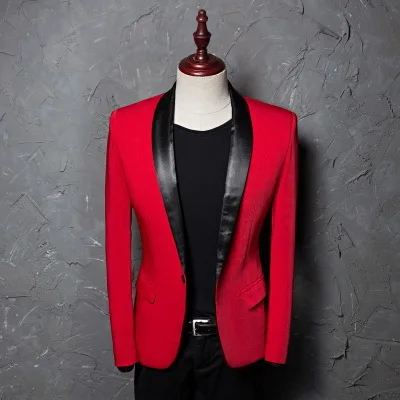 Мужская Красная приталенная куртка с воротником-шалью модель 2018 года | одежда