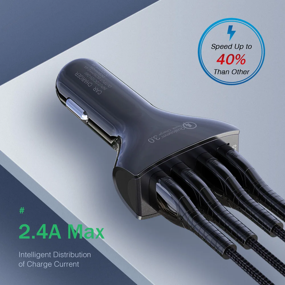 Автомобильное зарядное устройство YKZ USB Quick Charge 3 0 адаптер быстрой зарядки для