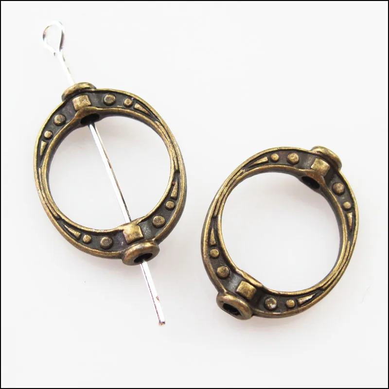 Новый 35 шт. состаренная бронза Цвет овальной формы в горошек рамку прокладки