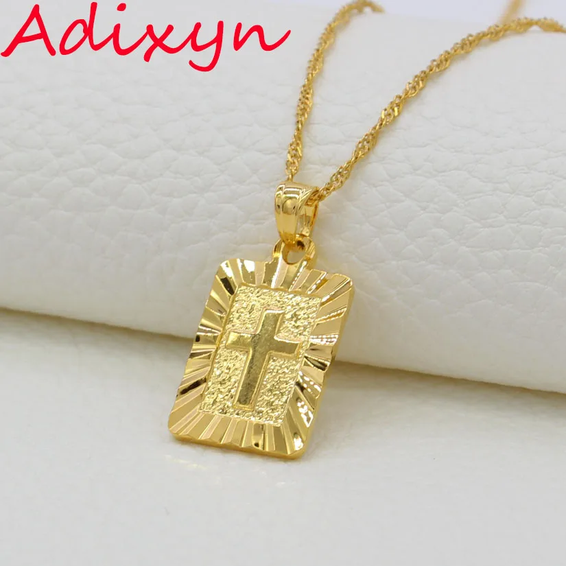Adixyn ожерелье с крестом и Подвеска Модные христианские ювелирные изделия золотой