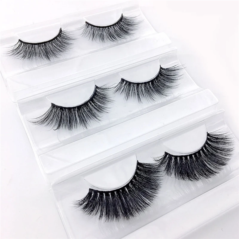 Накладные ресницы 3D норковые Объемные пушистые накладные для наращивания густые