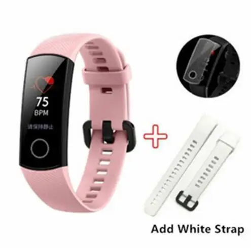 add white strap film Смарт-браслет huawei Honor Band 4 Amoled, цветной сенсорный экран 0,95 дюйма, для плавания, для обнаружения пульса и сна - Цвет: add white strap film