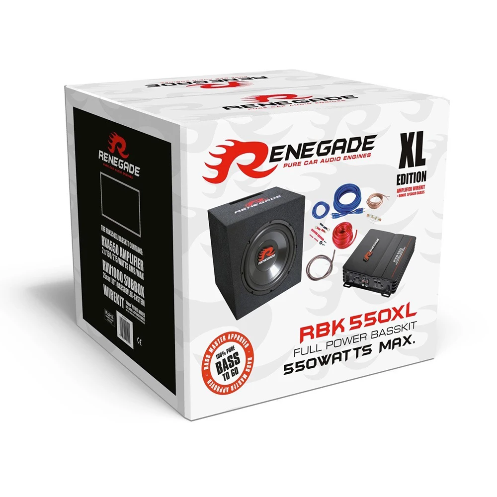 RENEGADE Speaker Loundspeake Basspack Basskit Soundspeaker includes 2CH Amp Subbox REN10KIT 10 qmm Wirekit 2 x 275 W max | Автомобили и
