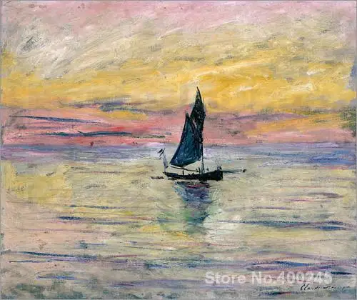 Картина Клод Моне на холсте с изображением парусной лодки эффект вечеринки