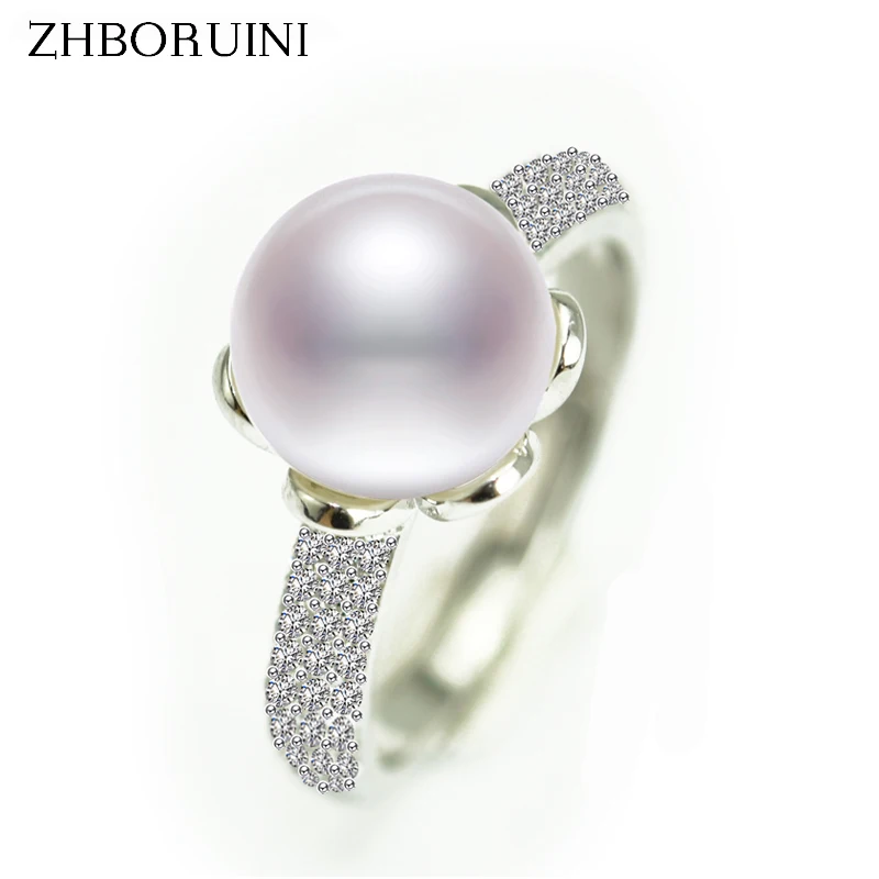 Zhboruini Мода 2017 г. Pearl Ring натуральный пресноводный жемчуг большой циркон круглый