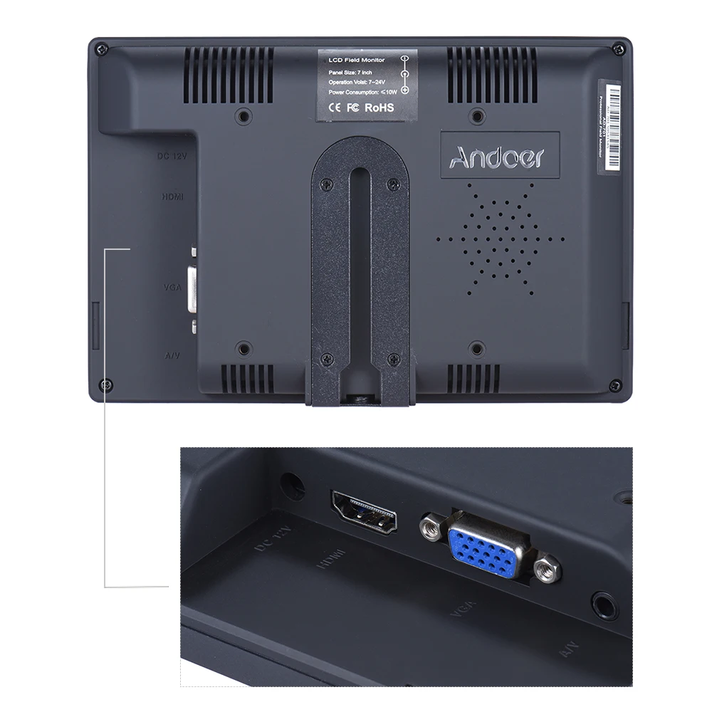 Профессиональный цифровой монитор Andoer AD 701 7 дюймов 800*480 HD ЖК дисплей