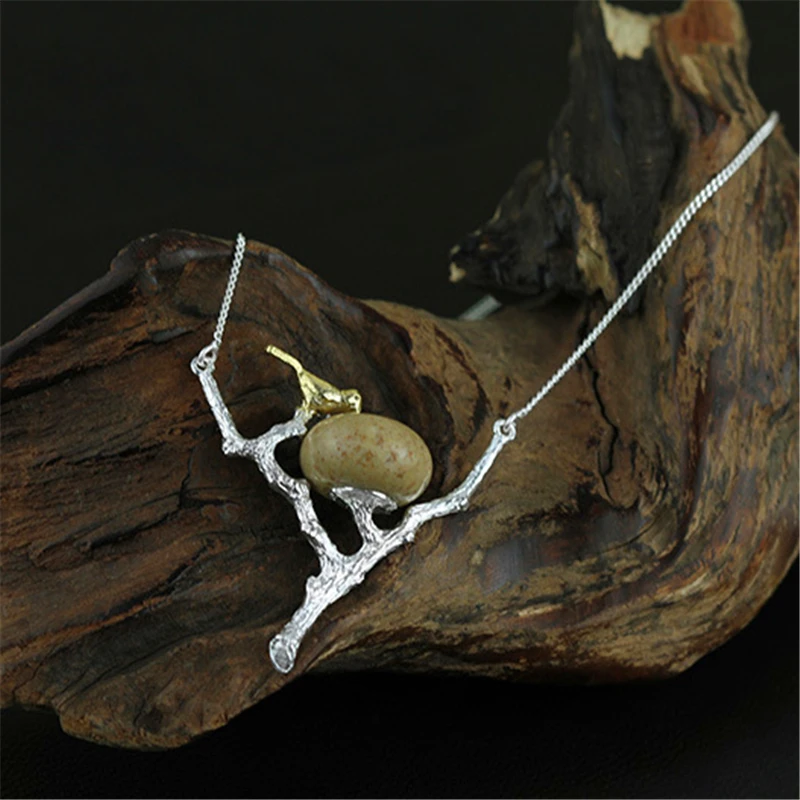 Lotus Fun реальные стерлингового серебра 925 природных ручной Fine Jewelry retray птица