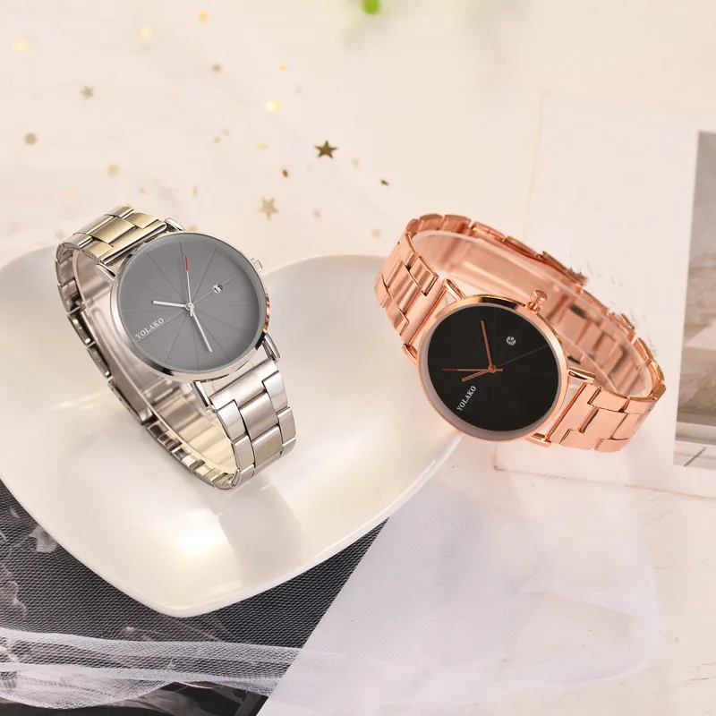 Часы наручные мужские кварцевые простые модные с браслетом из нержавеющей стали