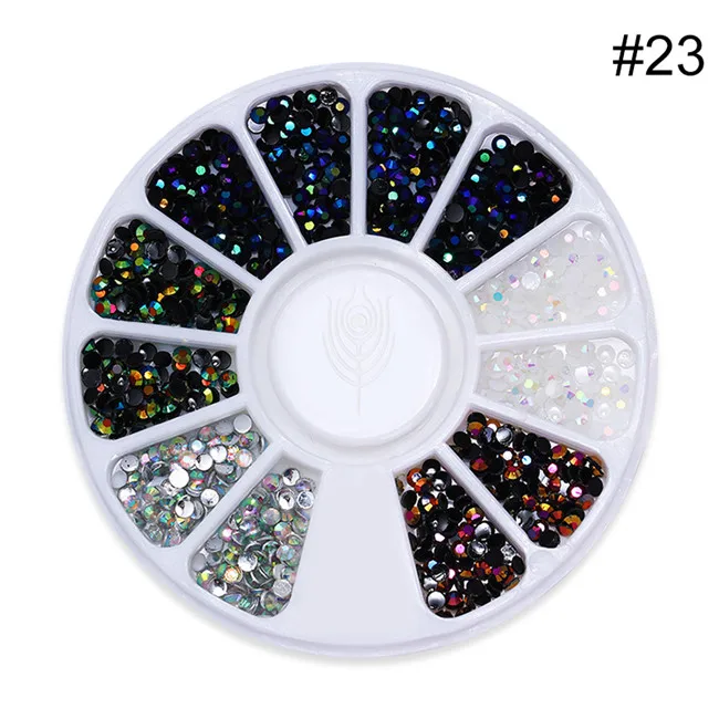 pattern23 Смешанный цветной блеск камень ногтей горный хрусталь маленькие бусины разной формы Маникюр 3D украшение для ногтей в колеса аксессуары - Цвет: pattern23