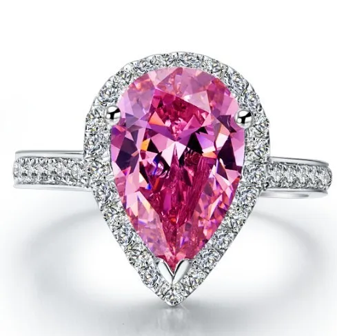

2Ct Pear Cut Pink Diamond Ring for Women 925 Sterling Silver Ring Fancy Pink Pear Ring Christmas gift for Her