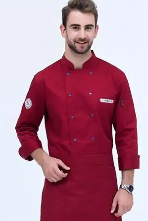 M-Red Поварская кухонная куртка для взрослых, Высококачественная форма шеф-повара, британская одежда, женская одежда для ресторана, шеф-повара, женская одежда, B-6522 - Цвет: M-Red