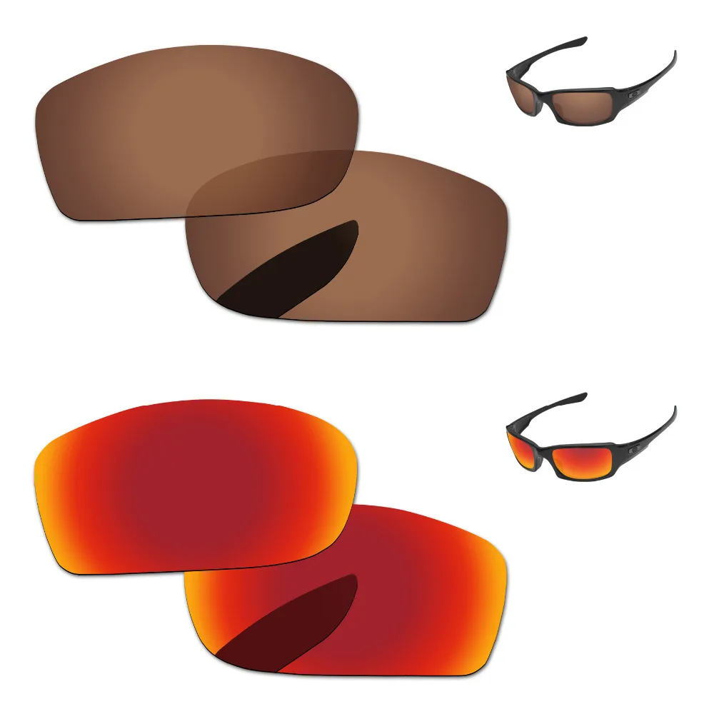 

Fire Red & Copper Brown 2 пары поляризованных сменных линз для солнцезащитных очков Fives Squared 100% UVA & UVB защита