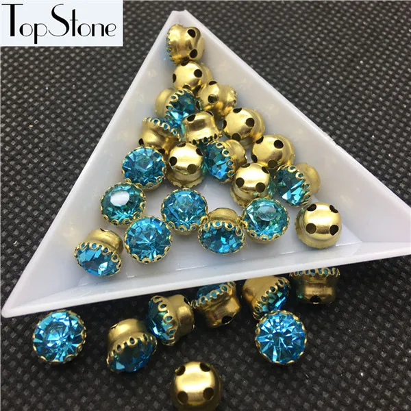 aquamarine 144 шт, 6 мм, 8 мм, новинка, высокое качество, круглые стеклянные чатоны с кружевными когтями, множество цветов, пришитые ювелирные хрустальные бусы - Цвет: aquamarine