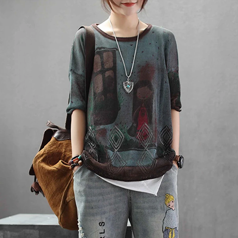 Max LuLu European Fashion Knitwear Ladies Autumn Pullovers Womens Punk Knitted Cotton Sweaters Vintage Oversized Printed Jumper | Женская