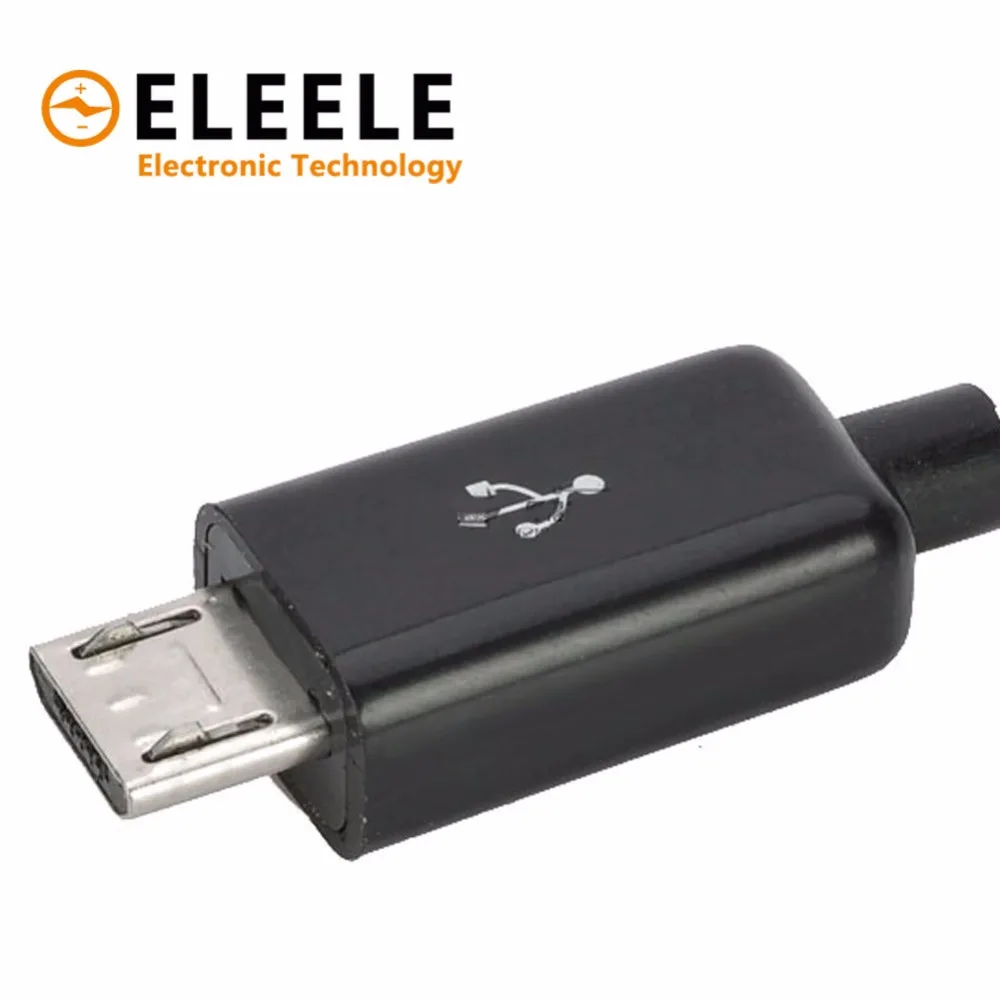 5 комплектов DIY Micro USB штекер соединители Комплект ж/покрывает черный