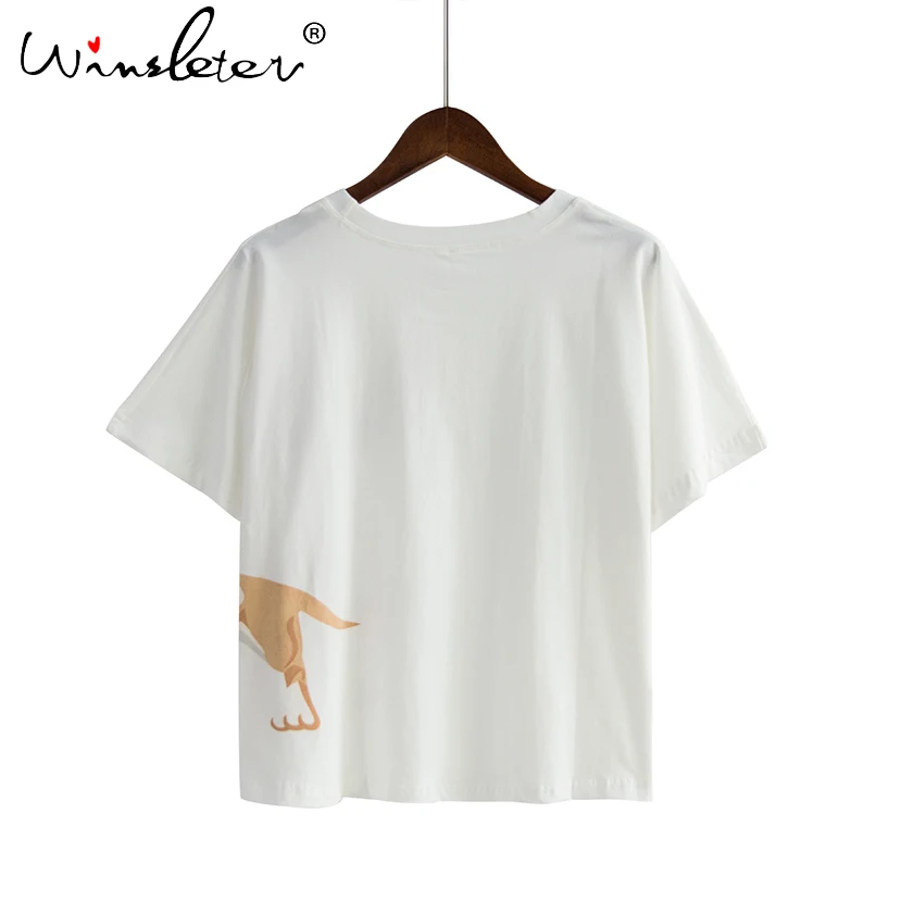 Симпатичная женская футболка принт чихуахуа топ для сна кроп собаки летние