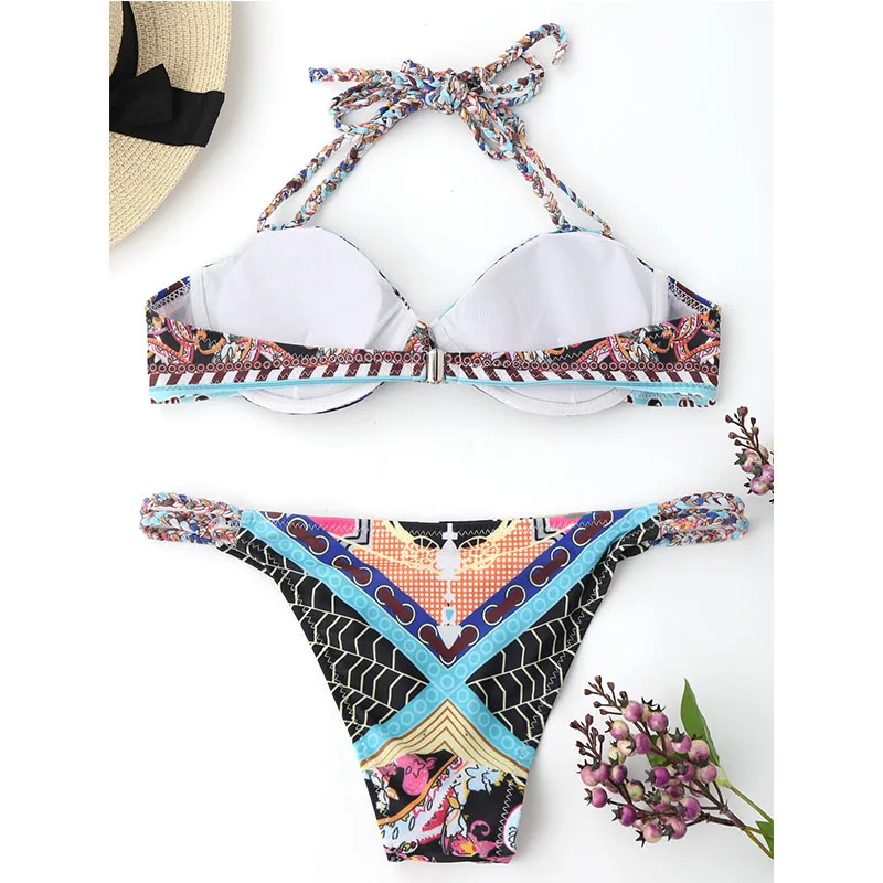 Sexy Bikini Set Brazilian Swimwear 2018 Women Padded Thong Bikinis Bandage Haltetr Beach Swimsuit Maillot De Bain Bathing Suit |