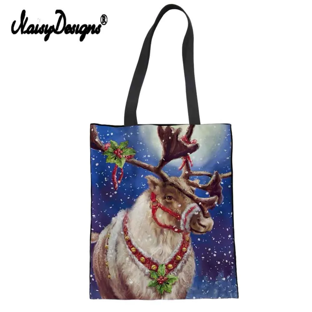 Складная сумка для покупок Merry Christmas Moose с принтом многоразовые хозяйственные
