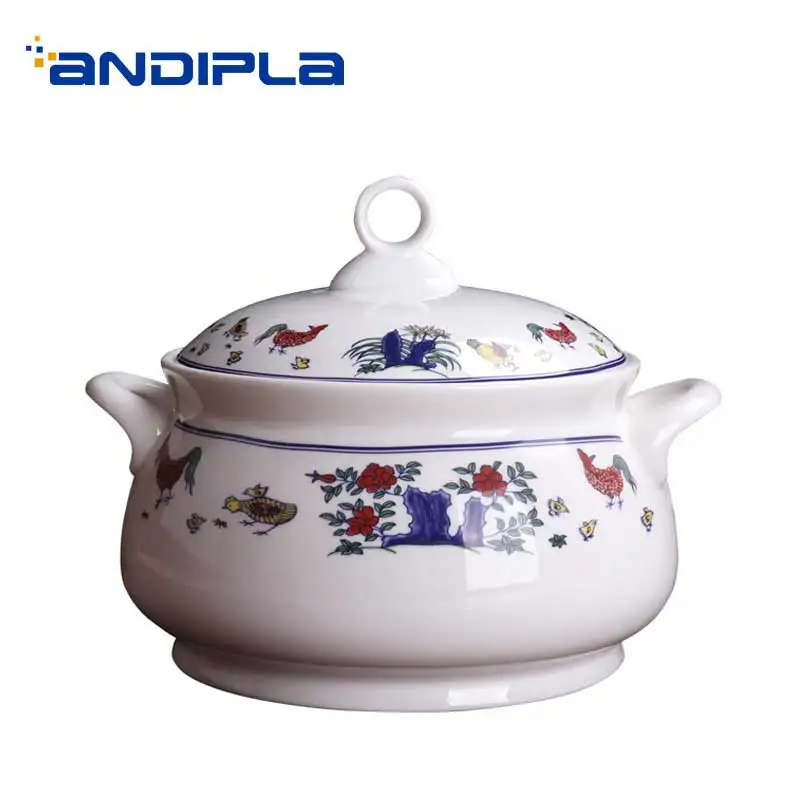Керамическая кастрюля Цзиндэчжэнь набор крышек куриный узор контейнер для супа