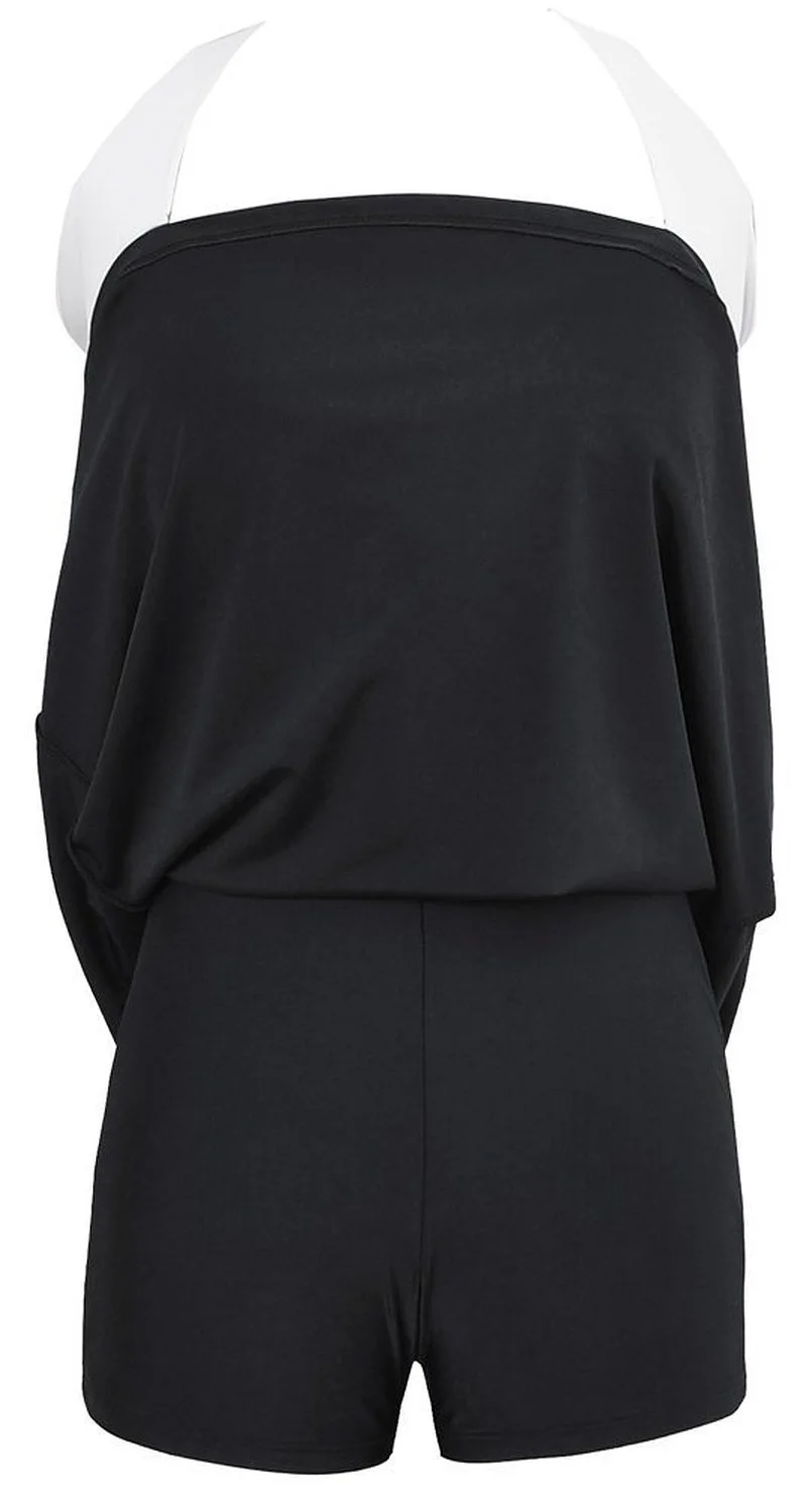 Женский винтажный купальник в стиле ретро матросский с бретелькой через шею