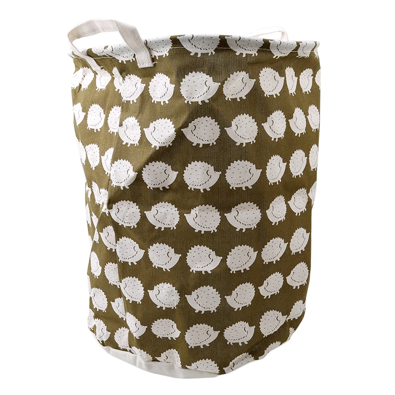Waterproof Canvas Basket Tree Bear Hedgehog Printed Cotton Linen Washing Clothes Storage Folding Box | Дом и сад