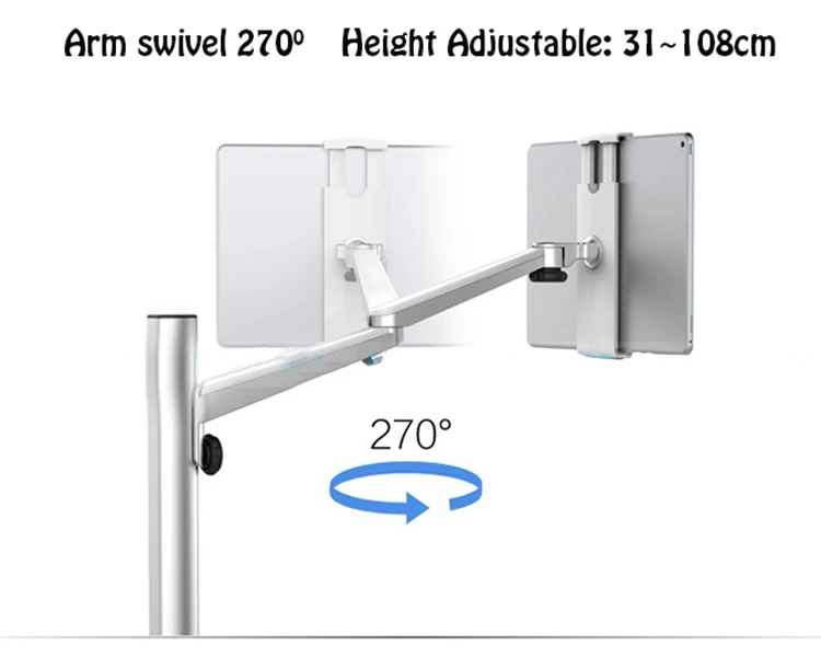 Economici UP-6S Spedizione Gratuita Universale Tablet Floor Stand Per 7-13 Pollice Tablet PC/3.5-6 Pollice Smartphone Pigro Supporto Regolabile In Altezza