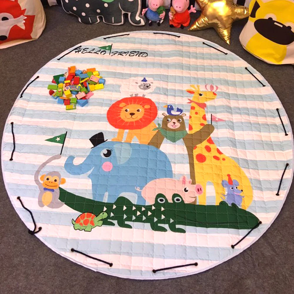 Круглый детский коврик игрушки лисичка машина игровой хлопок развивающий сумка