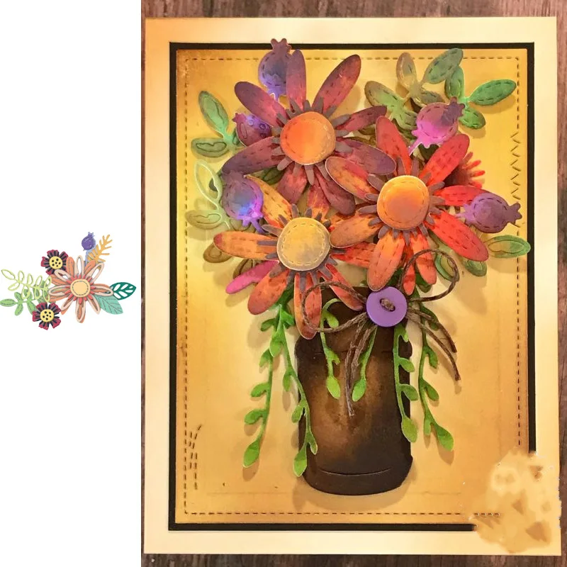 

Stitched Flower Bouquet Metal Cutting Dies Stencils for DIY Scrapbooking Album Stamp Card Embossing New 2019 Die Cut