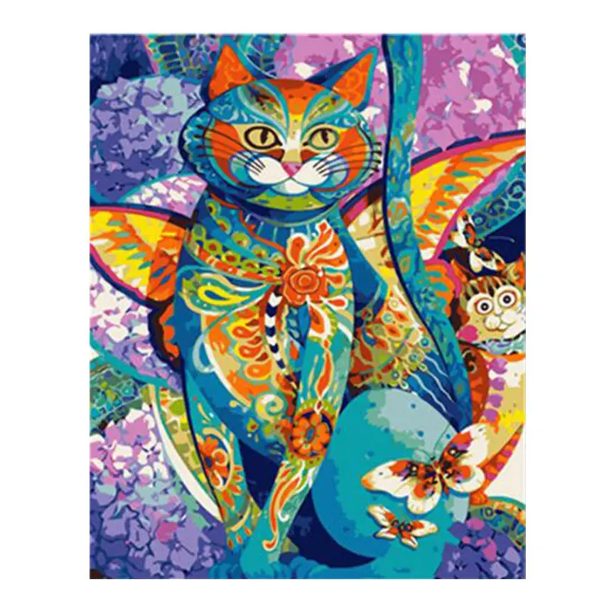 cat painting 16 RIHE рамка животное Сделай Сам краска по номерам Акриловая Краска на холсте Абстрактная олень ручная краска ed масляная краска для домашнего декора 40x50 см - Цвет: cat painting 16
