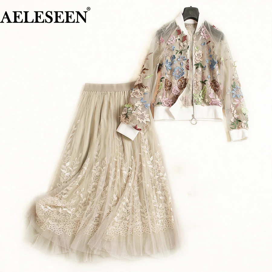 AELESEEN/костюм из 2 предметов высшего качества для подиума Женский Осенний сетчатый