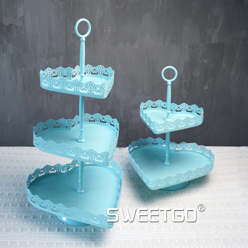 Синие двухуровневые подставки для тортов свадебные принадлежности домашней