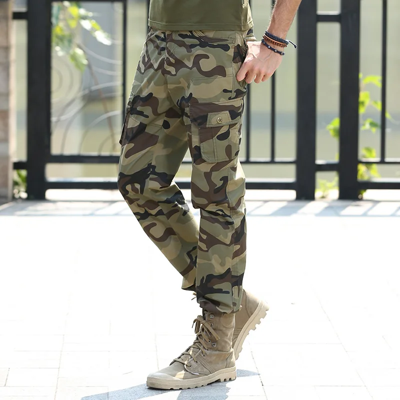 Брюки карго мужские прямые хлопок на молнии с карманами|straight cargo pants|camo pants for mencargo |