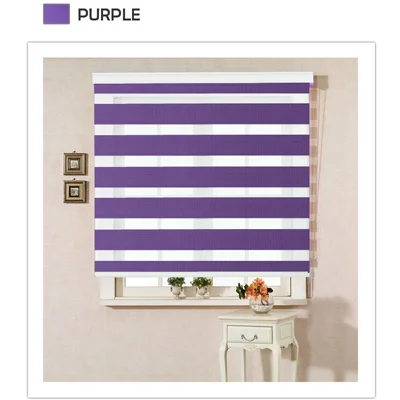 Purple DIHIN Главная Горячая Распродажа Зебра жалюзи двойной слой рулонные шторы для окна комнаты Индивидуальный размер - Цвет: Purple