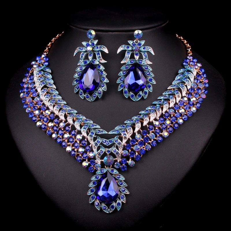 Trendy Bridal Jewelry Sets Wedding Necklace &amp Earring For Brides Party Costume Accessories Flowers Decoration Women Present | Украшения