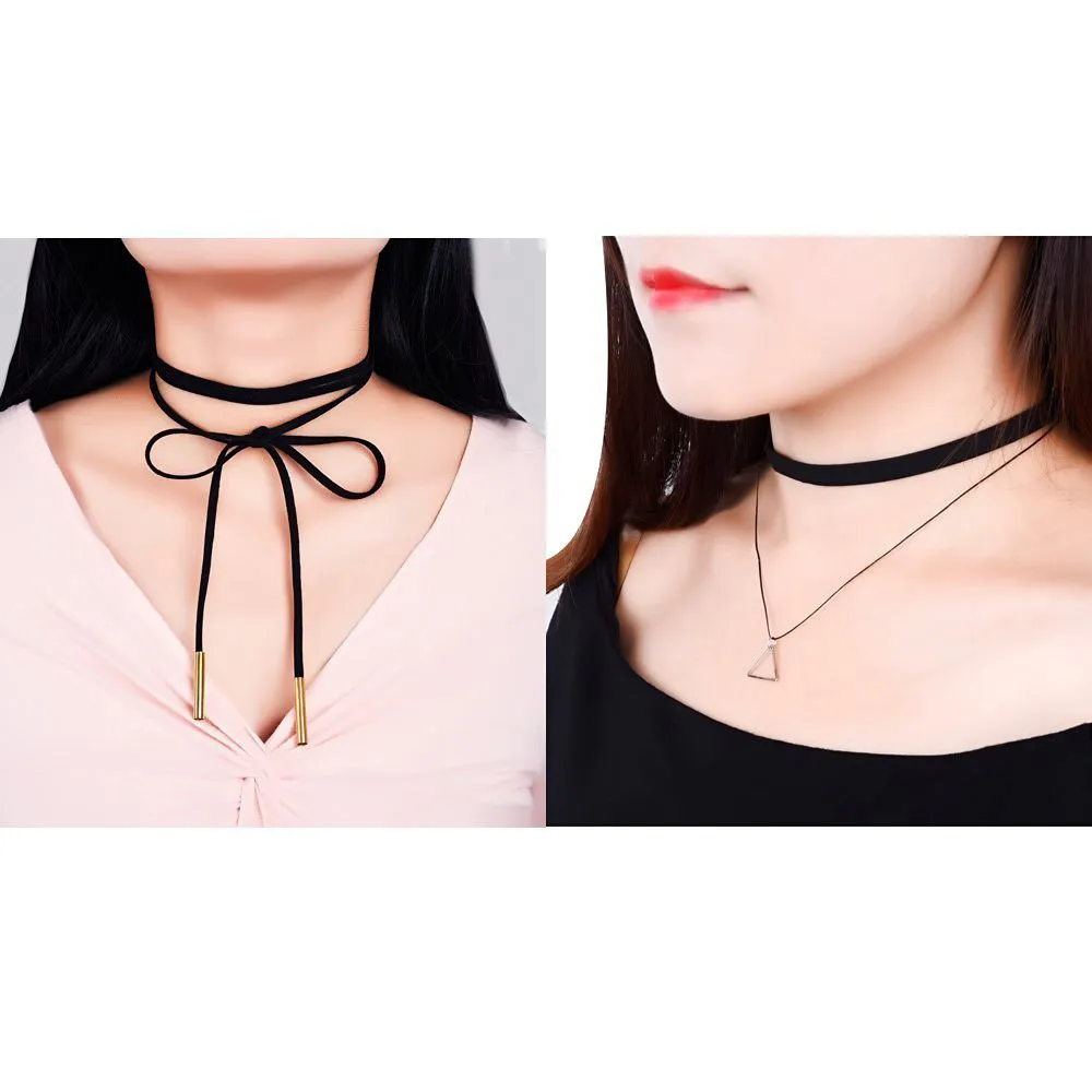 Женский Бархатный чокер готический панк с кружевом и татуировкой Длинная