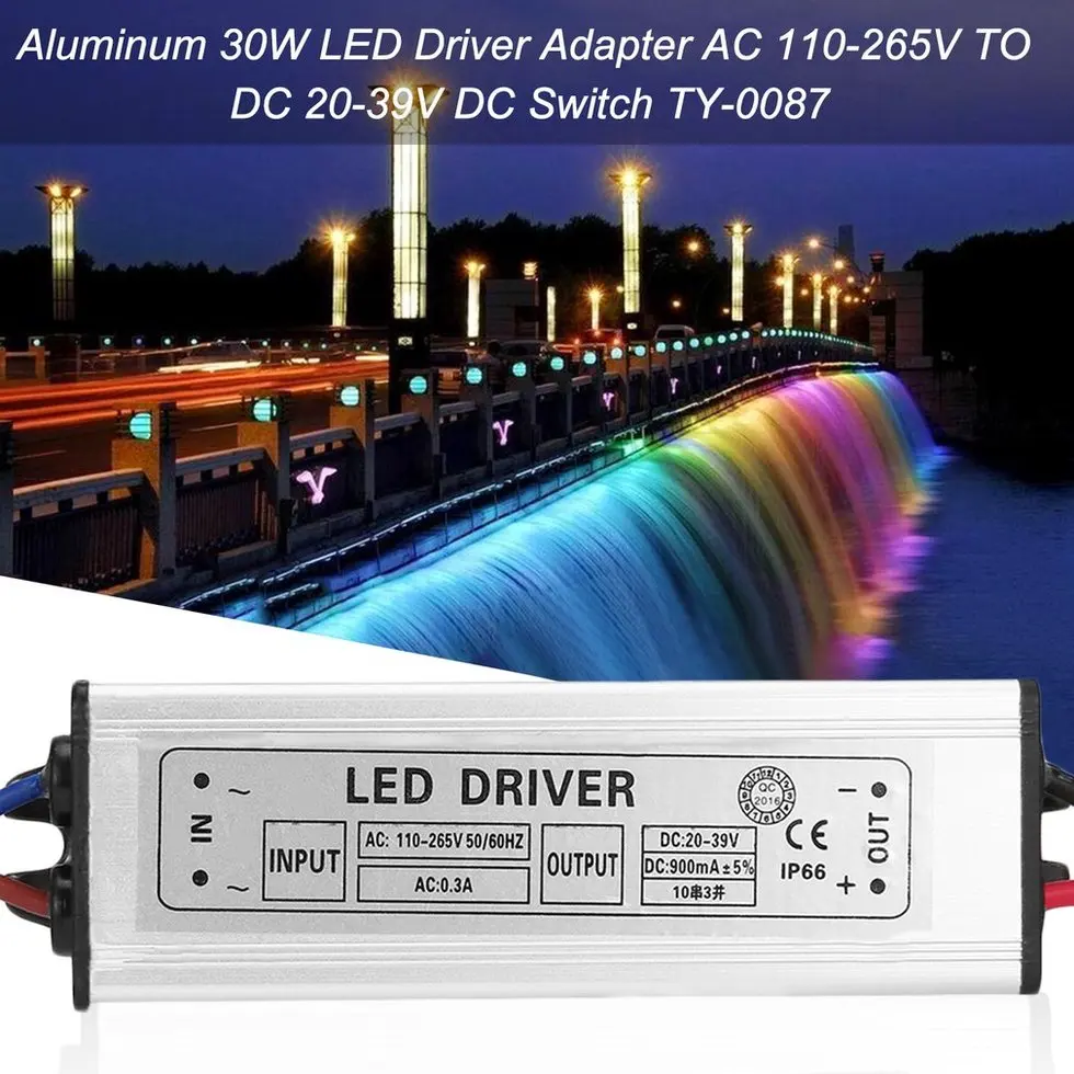 10 шт. алюминиевый 30 Вт светодиодный адаптер драйвера переменного тока 110-265 в к DC