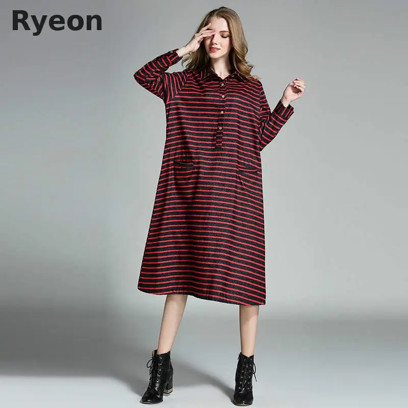 Ryeon 2017 Весной Новый Полосой Беременных Платья Повседневная A-Line Полосатый